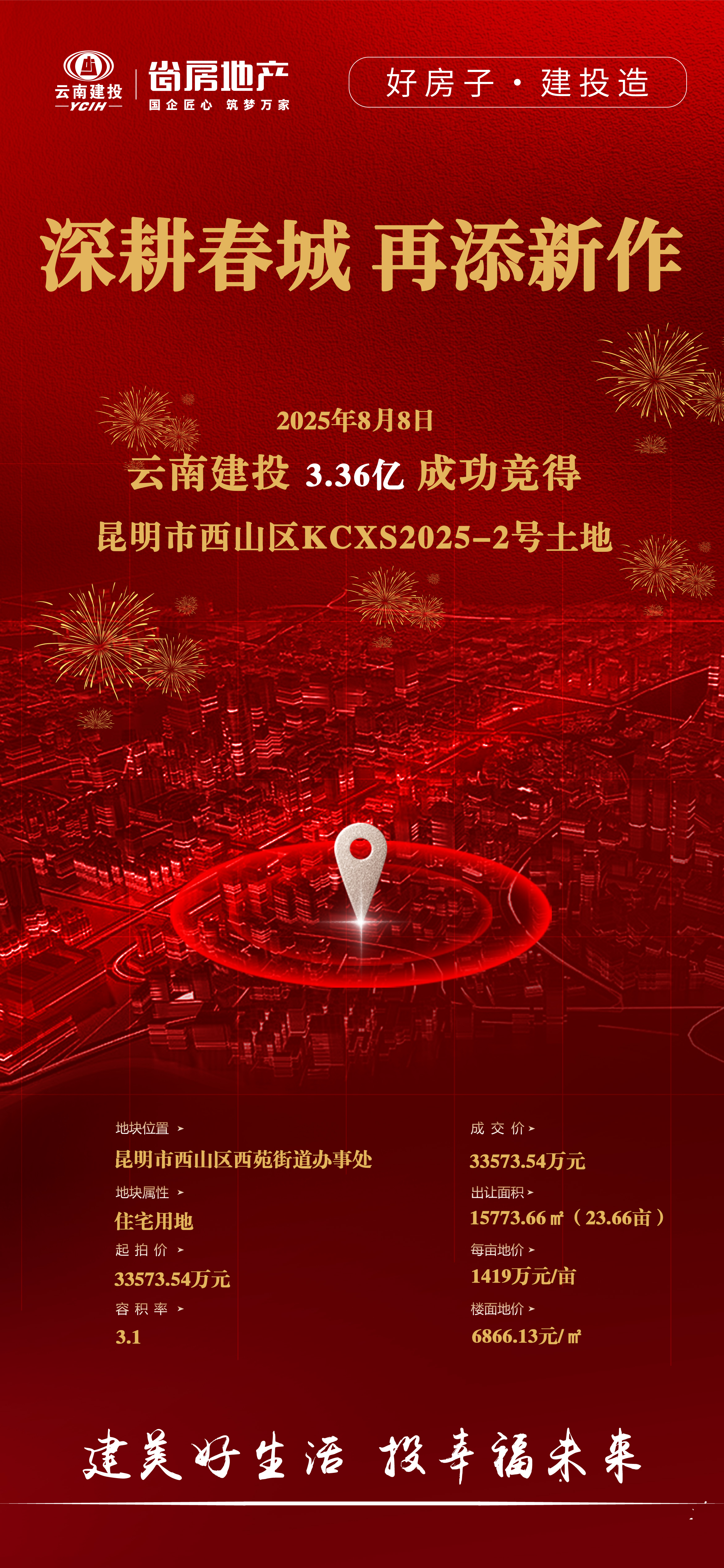 好房子 建投造！集團競得西山區(qū)核心地段一宗優(yōu)質(zhì)住宅用地